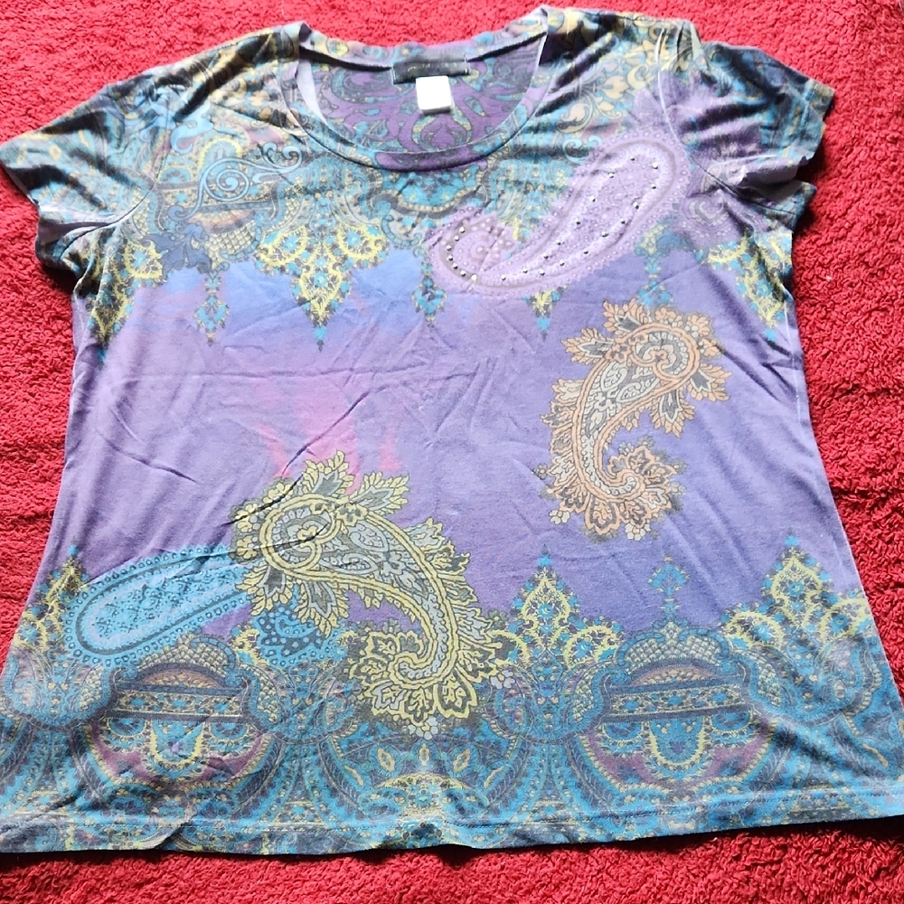 Vibrant Purple and Blue Graphic Short Sleeve Tee